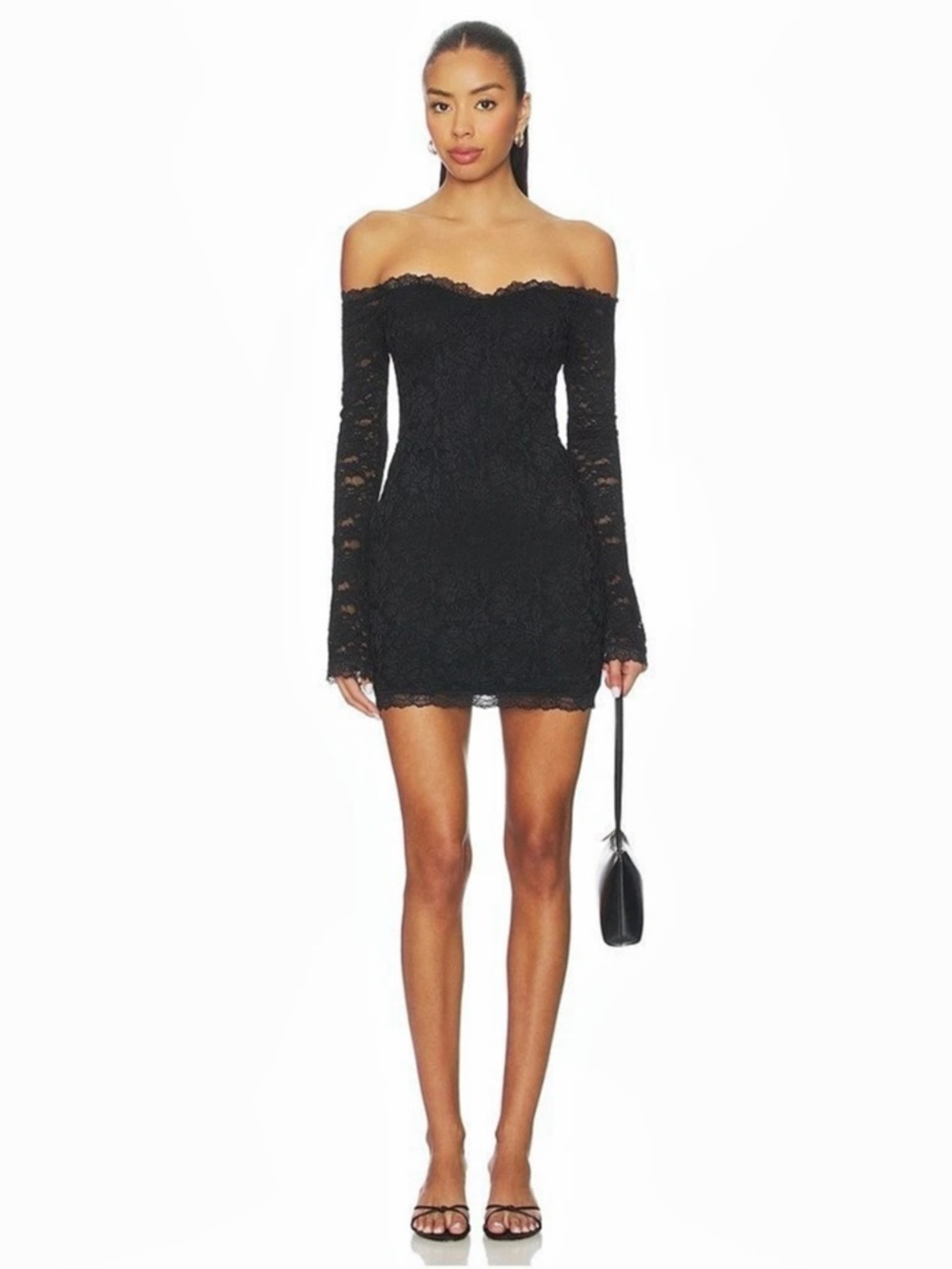 superdown Bailey mini dress - Black Lace Off-Shoulder Mini Dress Like New